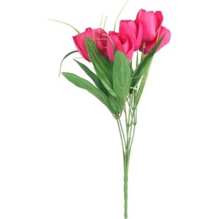 Bukiet 6 TULIPANÓW z trawką 34 cm różowy