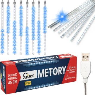 DESZCZ METEORÓW SOPLE LED LAMPKI SPADAJĄCY ŚNIEG 45CM NIEBIESKIE USB