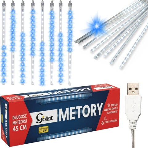 DESZCZ METEORÓW SOPLE LED LAMPKI SPADAJĄCY ŚNIEG 45CM NIEBIESKIE USB