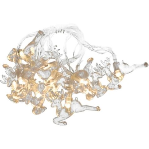 Lampki choinkowe na sznurze AKRYLOWE RENIFERY 10 led na baterie