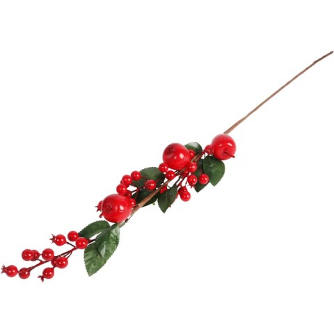 GAŁĄZKA JARZĘBINY Z OŚNIEŻONYMI LIŚĆMI 67 CM czerwona