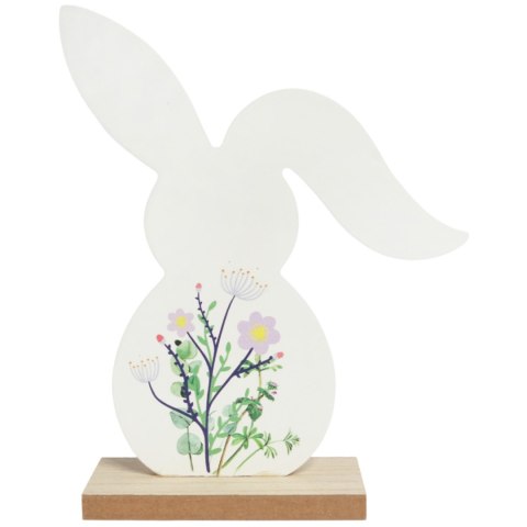 ZAJĄCZEK ZAJĄC DREWNIANY KRÓLIK WIELKANOCNY z dekoracją 19 CM