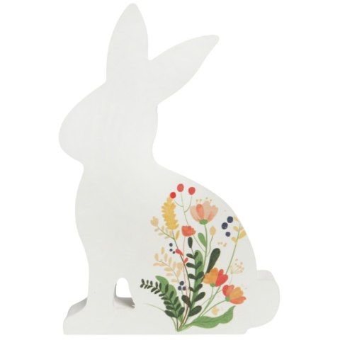 ZAJĄCZEK ZAJĄC DREWNIANY KRÓLIK WIELKANOCNY z dekoracją 19 CM