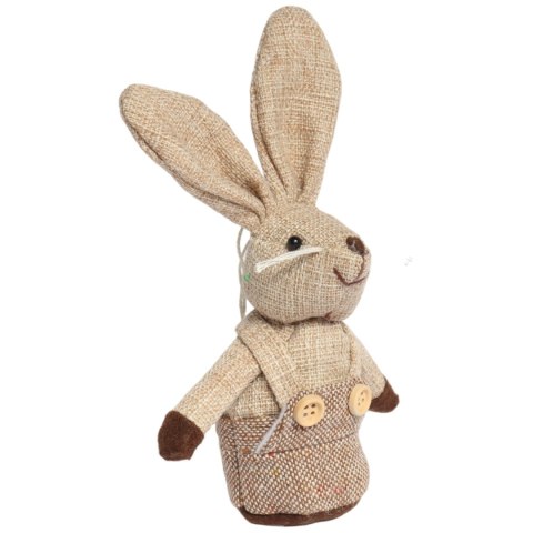 Zając STOJĄCY lniany Ozdoba Wielkanocna Figurka brązowa 18 cm CH