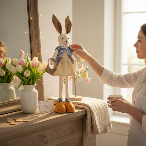 Zając w sukience z torebką Ozdoba Wielkanocna Figurka 60 cm