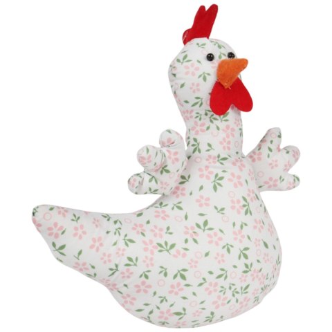 KURA OZDOBA Z MATERIAŁU W KWIATKI KURA FOLKLOR WIELKANOC RÓŻOWA 25 CM