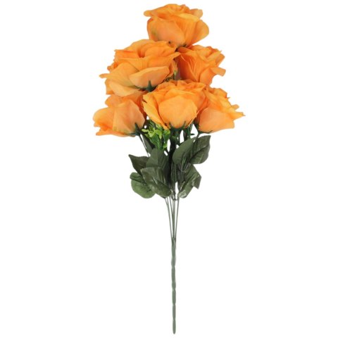 BUKIET 7 RÓŻ Z BUKSZPANEM pomarańczowy 52 cm