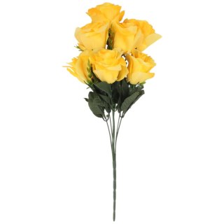 BUKIET 7 RÓŻ Z BUKSZPANEM żółty 52 cm