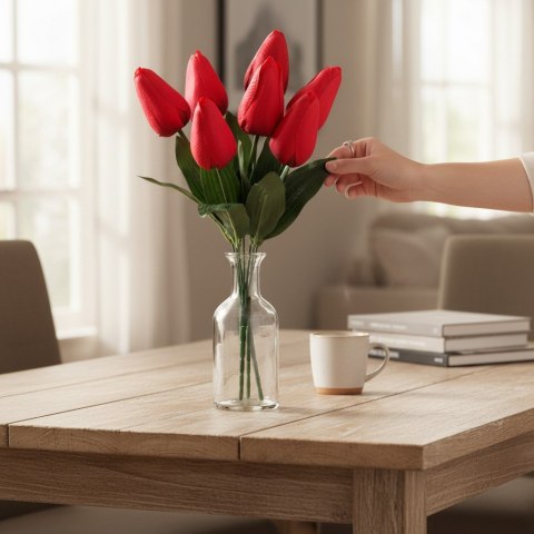 BUKIET 7 TULIPANÓW ciemno-różowy 34 cm