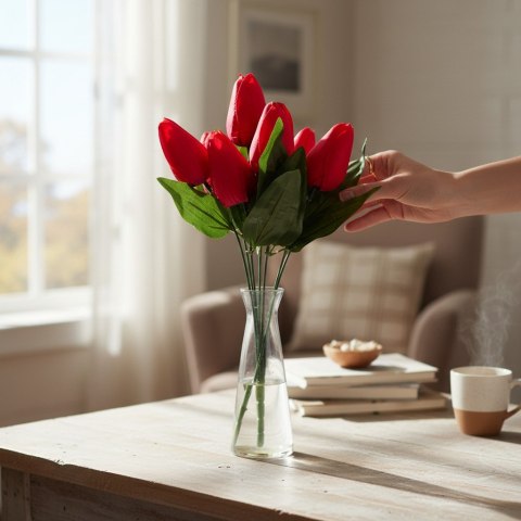 BUKIET 7 TULIPANÓW różowy 34 cm