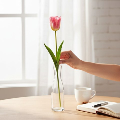 TULIPAN KWIAT SZTUCZNY do wazonu różowy 56 cm