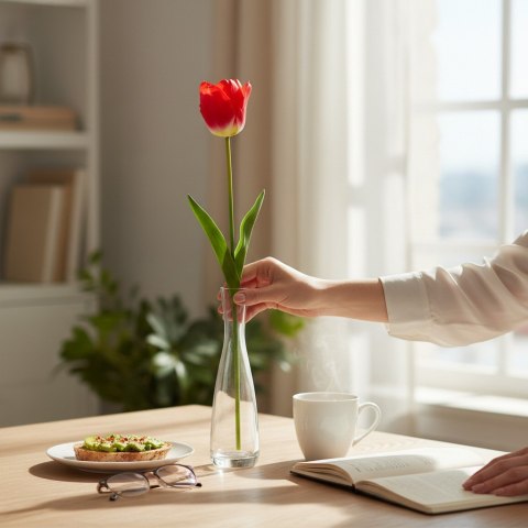 TULIPAN KWIAT SZTUCZNY do wazonu różowy 65 cm
