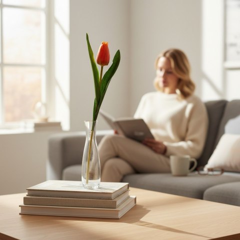 TULIPAN KWIAT SZTUCZNY do wazonu zielony 40 cm