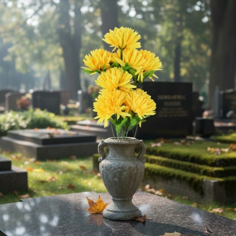 BUKIET 9 CHRYZANTEM Z TRAWKĄ 52 cm kolor POMARAŃCZOWY