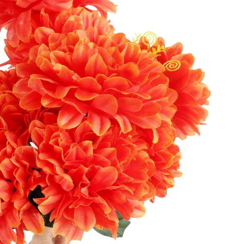 BUKIET 9 SZTUCZNYCH CHRYZANTEM POMARAŃCZOWYCH 58 CM - DO DEKORACJI MIEJSCE PAMIĘCI