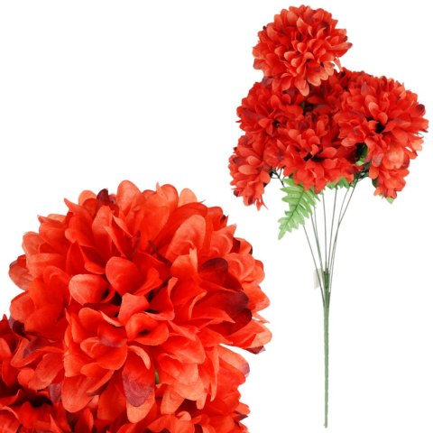 Bukiet 7 Dużych Chryzantem Sztucznych 72cm w Kolorze CZERWONYM