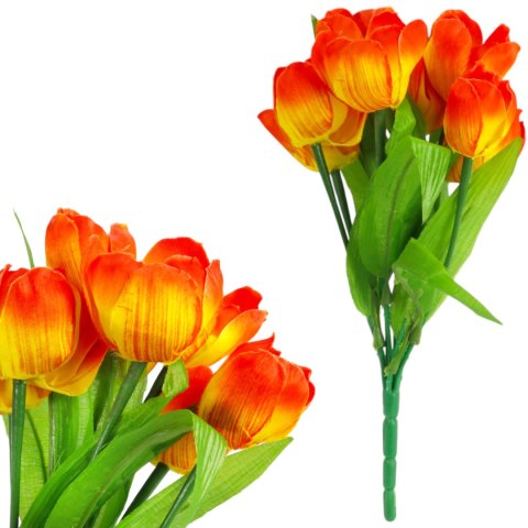 Bukiet 9 TULIPANÓW w kolorze POMARAŃCZOWYM 32 cm