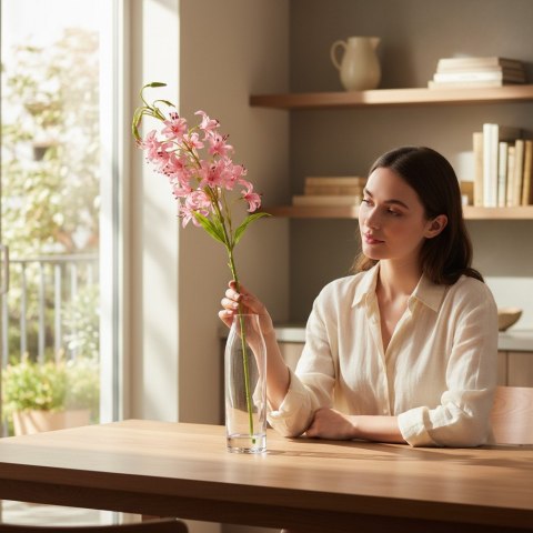 GAŁĄZKA DROBNEJ LILII w kolorze żółtym 85 cm