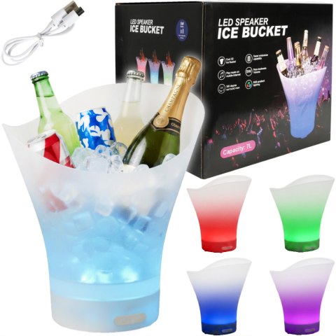 WIADERKO NA LÓD RGB POJEMNIK 7L GŁOŚNIK BLUETOOTH OŚWIETLENIE COOLER