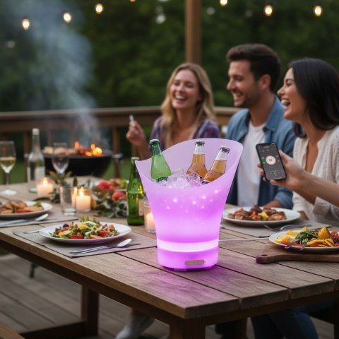 WIADERKO NA LÓD RGB POJEMNIK 7L GŁOŚNIK BLUETOOTH OŚWIETLENIE COOLER