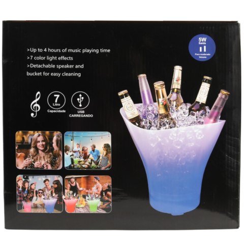 WIADERKO NA LÓD RGB POJEMNIK 7L GŁOŚNIK BLUETOOTH OŚWIETLENIE COOLER
