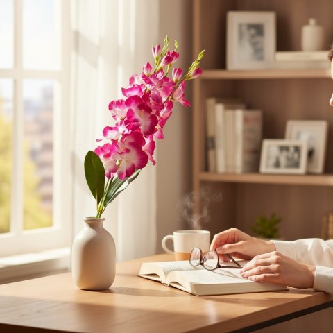 BUKIET 5 GAŁĄZEK MIECZYKÓW fioletowy GLADIOLA 67 cm