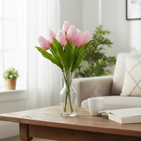 BUKIET 9 TULIPANÓW 44 CM KOLOR JASNO-RÓŻOWY