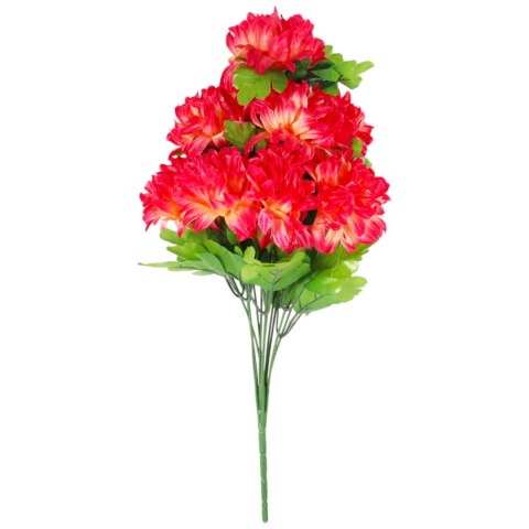Bukiet 12 Sztucznych Chryzantem - Dekoracja na Wszystkich Świętych, 44 cm KOLOR RÓŻOWO-ŻÓŁTY