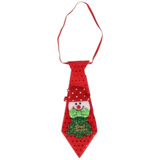 Czerwony Krawat Świąteczny z Motywem Bałwana 23 cm