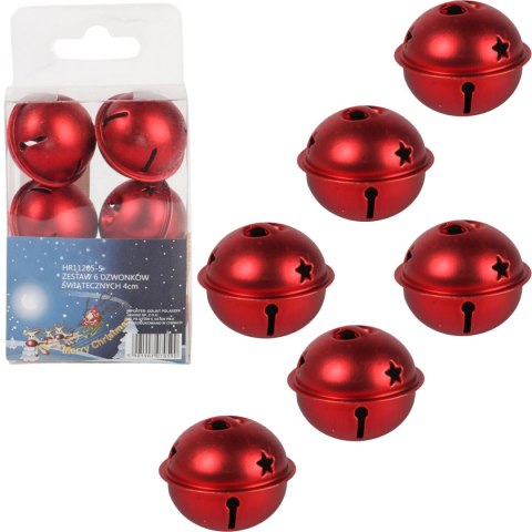 DZWONKI MIKOŁAJA 4 CM ZAWIESZKI CZERWONE METALOWE