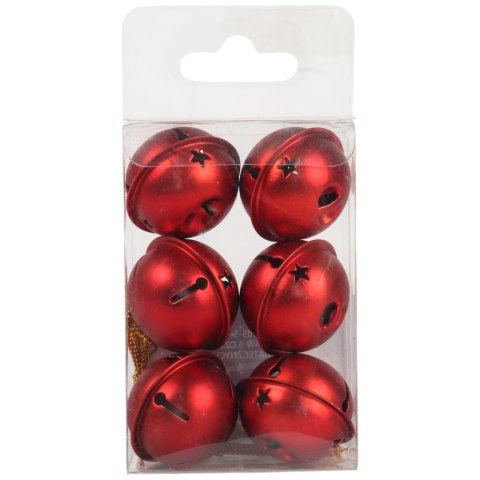 DZWONKI MIKOŁAJA 4 CM ZAWIESZKI CZERWONE METALOWE