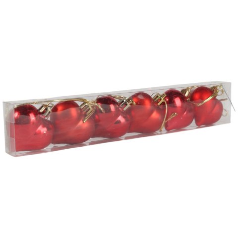 Komplet 6 bombek plastikowych SERCA 4.5 cm CZERWONE