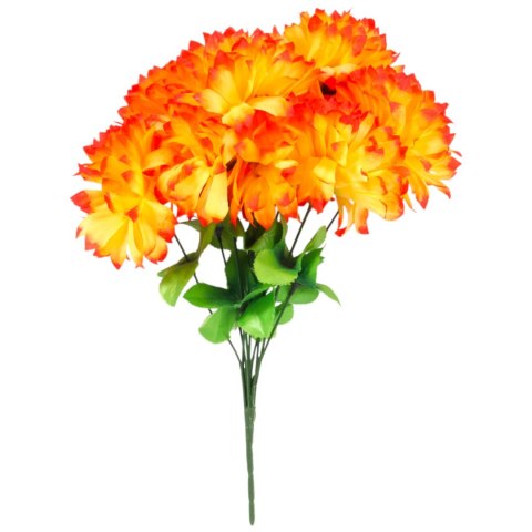 Sztuczny Bukiet 9 Pomarańczowych Chryzantem - Dekoracja Cmentarna 43cm