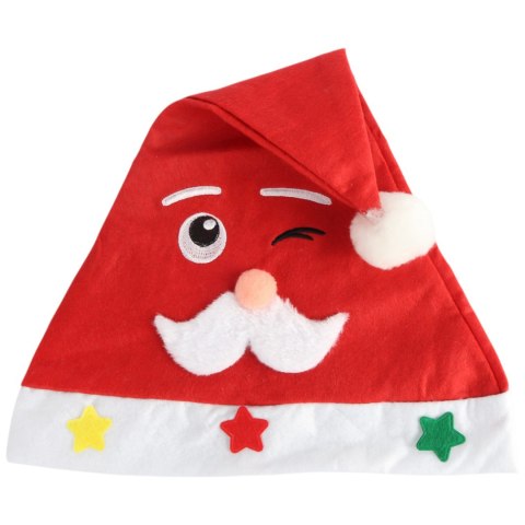 Czapka Mikołaja z wypukłą Figurką, Czerwona, Wykonana z Miękkiego Materiału, Wymiary 40×28 cm