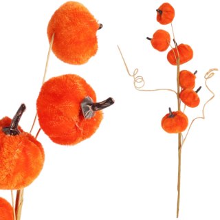 Dynie welurowe na gałązce w kolorze pomarańczowym 6 szt. na jesień i Halloween