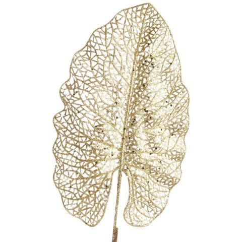 GAŁĄZKA AŻUROWEGO LIŚCIA W KOLORZE ZŁOTYM 80 CM