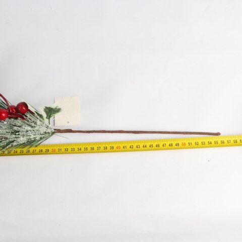 GAŁĄZKA OZDOBNA PIK BROKATOWY 54 CM kolor czerwony