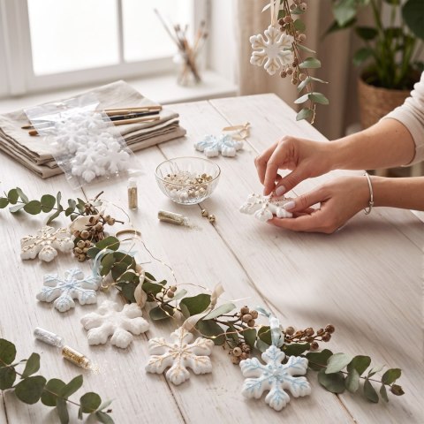 ŚNIEŻYNKI STYROPIANOWE 8 cm 8 szt DEKORACJA do ozdabiania decoupage