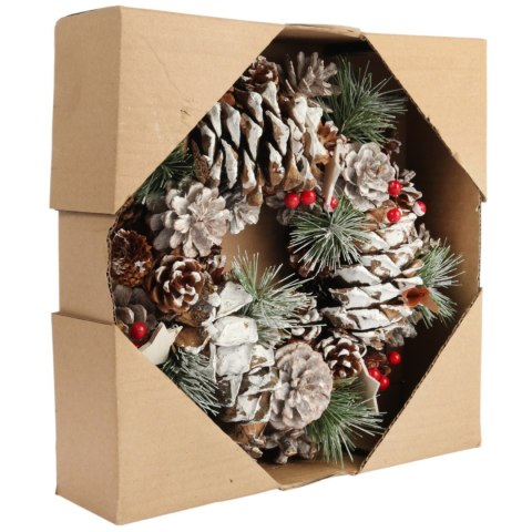 Wianek świąteczny na drzwi stroik wieniec z szyszek 28 cm II