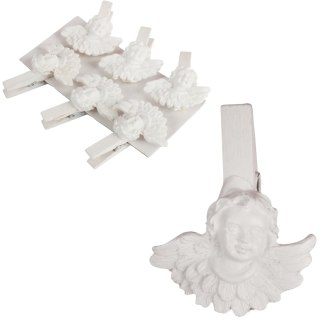 Białe Klamrki z Figurkami Aniołów 4.5 cm Zestaw 6 sztuk OZDOBA DEKORACJA