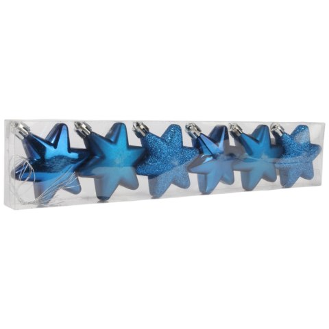 KOMPLET 6 BOMBEK PLASTIKOWYCH- GWIAZDKI 5.5 cm KOLOR NIEBIESKI