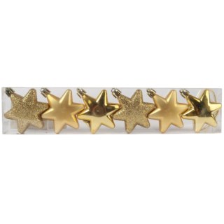 KOMPLET 6 BOMBEK PLASTIKOWYCH- GWIAZDKI 5.5 cm KOLOR ZŁOTY
