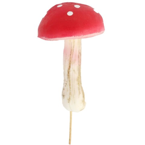 MUCHOMOREK CZERWONY NA PIKU 11cm x 6 cm GRZYBEK MUCHOMOR PIK DEKORACJA